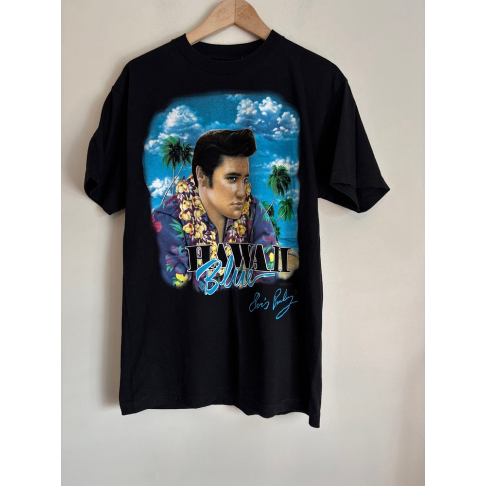 Vintage 1996 Elvis Presley Hawaii Blue T'Shirt Unisex Size Medium